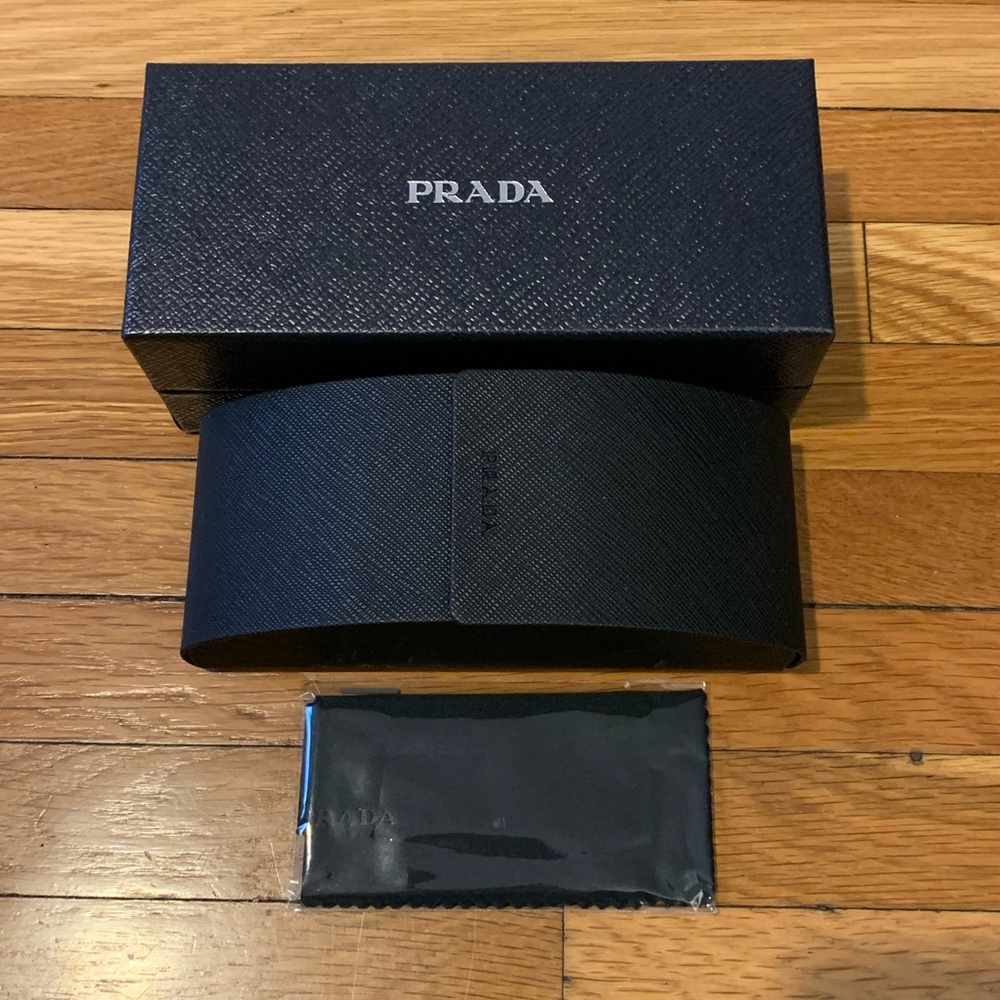 Prada Sunglass case with box and cleansing cloth